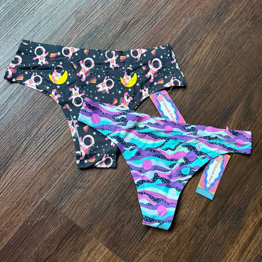 Cheek Boss Panty Womens S Cheeky & Thong Underwear Colorful Panties Moon Space